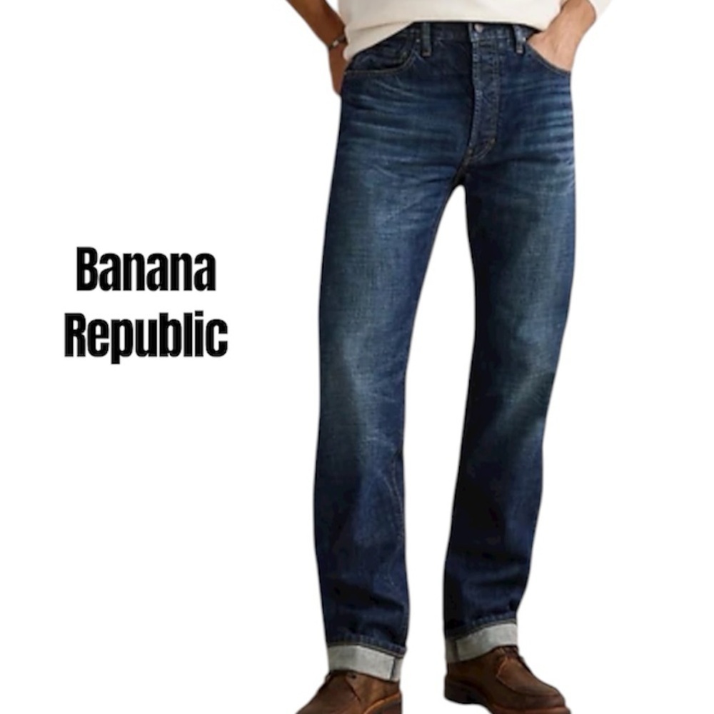 BANANA REPUBLIC Straight Fit Jeans | Dark Wash | 33/32
